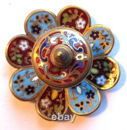 Ink Art Deco, Flower Shape With 8 Petals, Blue And Garnet Partitioned, Marked 875