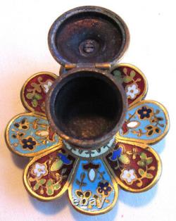 Ink Art Deco, Flower Shape With 8 Petals, Blue And Garnet Partitioned, Marked 875