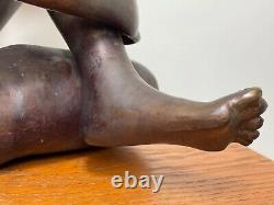 Interesting Art Deco Style Nubile Bronze Erotic Tribal Chair Woman Sculpture