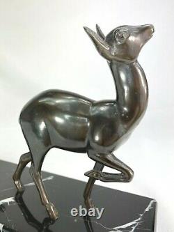 Irenee Rochard (1906-1984) Sculpture Art Deco Biches Art Iron Art Patine Bronze