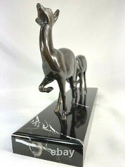 Irenee Rochard (1906-1984) Sculpture Art Deco Biches Art Iron Art Patine Bronze