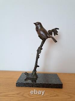 Irénée Rochard, Birds on Its Branch, Bronze, Art Deco, 20th Century