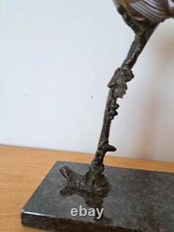 Irénée Rochard, Birds on Its Branch, Bronze, Art Deco, 20th Century