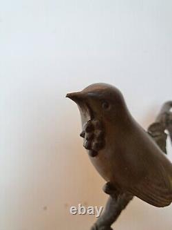 Irénée Rochard, Birds on Its Branch, Bronze, Art Deco, 20th Century