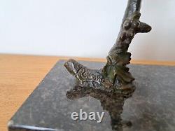 Irénée Rochard, Birds on Its Branch, Bronze, Art Deco, 20th Century