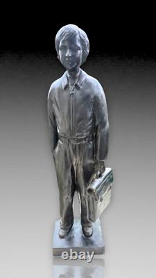Irénée Rochard Unique Bronze Depicting His Schoolboy Son, Art Deco, 1940, Ht. 45 cm