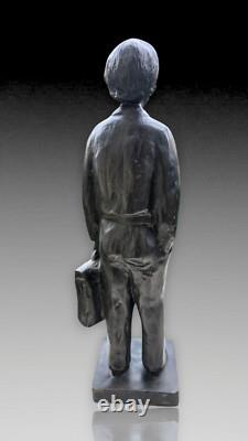 Irénée Rochard Unique Bronze Depicting His Schoolboy Son, Art Deco, 1940, Ht. 45 cm
