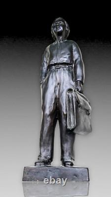 Irénée Rochard Unique Bronze Depicting His Schoolboy Son, Art Deco, 1940, Ht. 45 cm