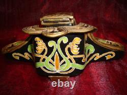 Iris Flower Inkstand Art Deco Art Nouveau Porcelain Ceramic