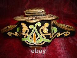 Iris Flower Inkwell, Art Deco / Art Nouveau Style, Porcelain / Ceramic