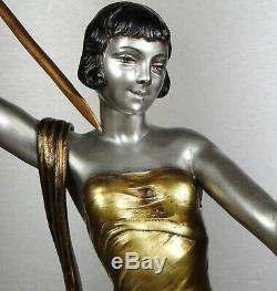 J 1920/1930 Dauvergne Rare Large Statue Sculpture Art Deco Ep Diane Huntress