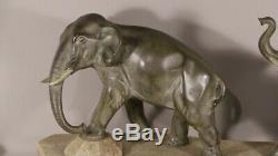 J. Brault, Bronze Group, Elephant And Elephant, Art Deco Sculpture