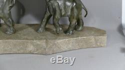 J. Brault, Bronze Group, Elephant And Elephant, Art Deco Sculpture