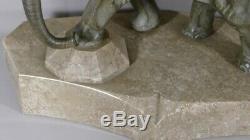 J. Brault, Bronze Group, Elephant And Elephant, Art Deco Sculpture