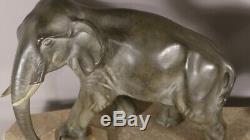 J. Brault, Bronze Group, Elephant And Elephant, Art Deco Sculpture