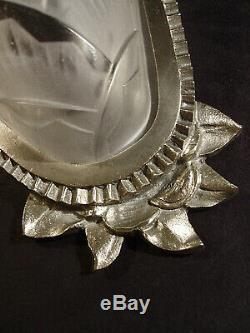J. Gauthier Dappliques Pair Art Deco Bronze And Glass Nickel Pressed 1930