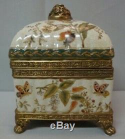 Jewelry Box Butterfly Art Deco Style Art Nouveau Porcelain Bronze
