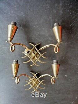 Jules Leleu Awarded, Art Deco Sconces Pair, 1940-1950, Pascaud, Dufrene