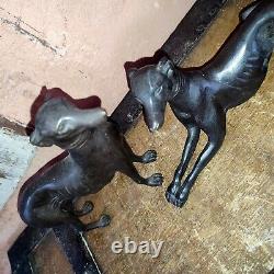 Junk Pair In Bronze Art Deco Style Black Patina, Dog, Greyhound