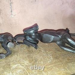 Junk Pair In Bronze Art Deco Style Black Patina, Dog, Greyhound