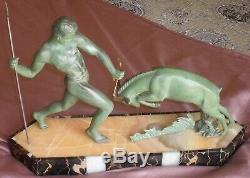 Kovas (salvator Riolo) Sculpture Art Deco Hunt Regulates Bronze Patina