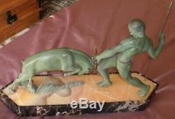 Kovas (salvator Riolo) Sculpture Art Deco Hunt Regulates Bronze Patina