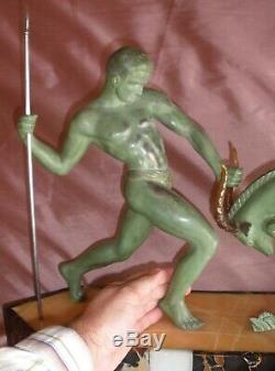 Kovas (salvator Riolo) Sculpture Art Deco Hunt Regulates Bronze Patina