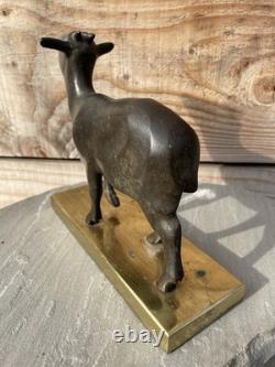 L. VANDAMME Paris Sculpture Bronze Goat Sheep Art Deco Design 1950 Lalanne