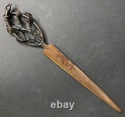LETTER OPENER Bronze Patina GUI paper knife ART NOUVEAU signed antique old