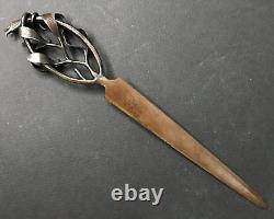 LETTER OPENER Bronze Patina GUI paper knife ART NOUVEAU signed antique old