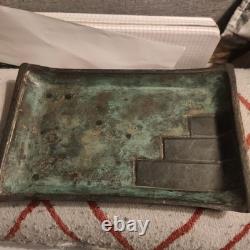 LOYS GEOMETRIC BRONZE TRAY, SIGNED LOYS, ART DECO 1930