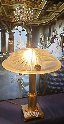 Lamp Art Deco Art Nouveau Glass Cast Bronze Or Laiton