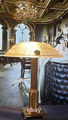 Lamp Art Deco Art Nouveau Glass Cast Bronze Or Laiton