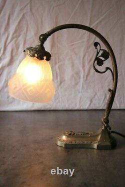 Lamp Art Deco Bronze Silver Muller Degue Schneider