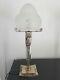 Lamp Art Deco Glass Obus 1930 Degué Foot Silvered Bronze Pair Possible Rare