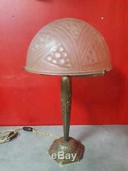 Lamp Art Deco Molded Glass And Bronze And Glass Vincent Hettier Of Hanots