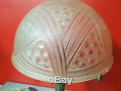 Lamp Art Deco Molded Glass And Bronze And Glass Vincent Hettier Of Hanots