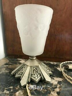 Lamp Art Deco Sign Muller Tulip Bowl Obus Donna Degue Maynadier Chandelier