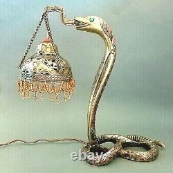 Lamp In Bronze Art Deco Snake Cobra 1st Half 20th