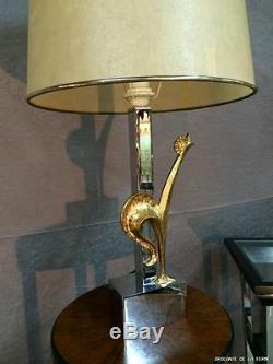Lamp In Silvered Bronze And Golden Decorates Cock. 1950s / 70s