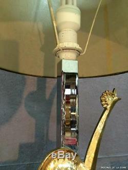 Lamp In Silvered Bronze And Golden Decorates Cock. 1950s / 70s