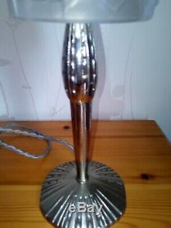 Lamp Muller Brothers Pressed Glass And Art Deco 1930 Silvered Bronze