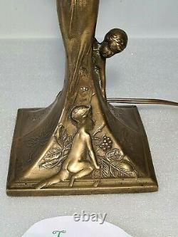 Lamp Statue Bronze Woman Or Brass Style Art Nouveau