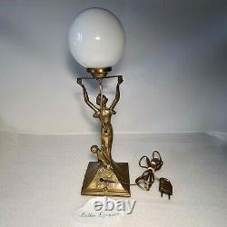 Lamp Statue Bronze Woman Or Brass Style Art Nouveau