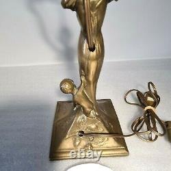 Lamp Statue Bronze Woman Or Brass Style Art Nouveau