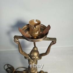 Lamp Statue Bronze Woman Or Brass Style Art Nouveau