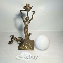 Lamp Statue Bronze Woman Or Brass Style Art Nouveau