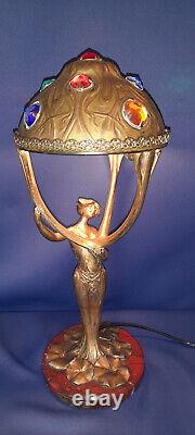 Lampe Lucien Alliot Art Nouveau in gilded bronze circa 1920