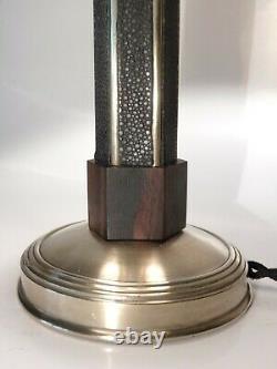 Lampfoot Art Deco Modernist Galuchat Bronze Silver Palmier Stampille Ag