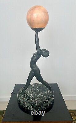 Large Art Deco Bronze Lamp Kelety